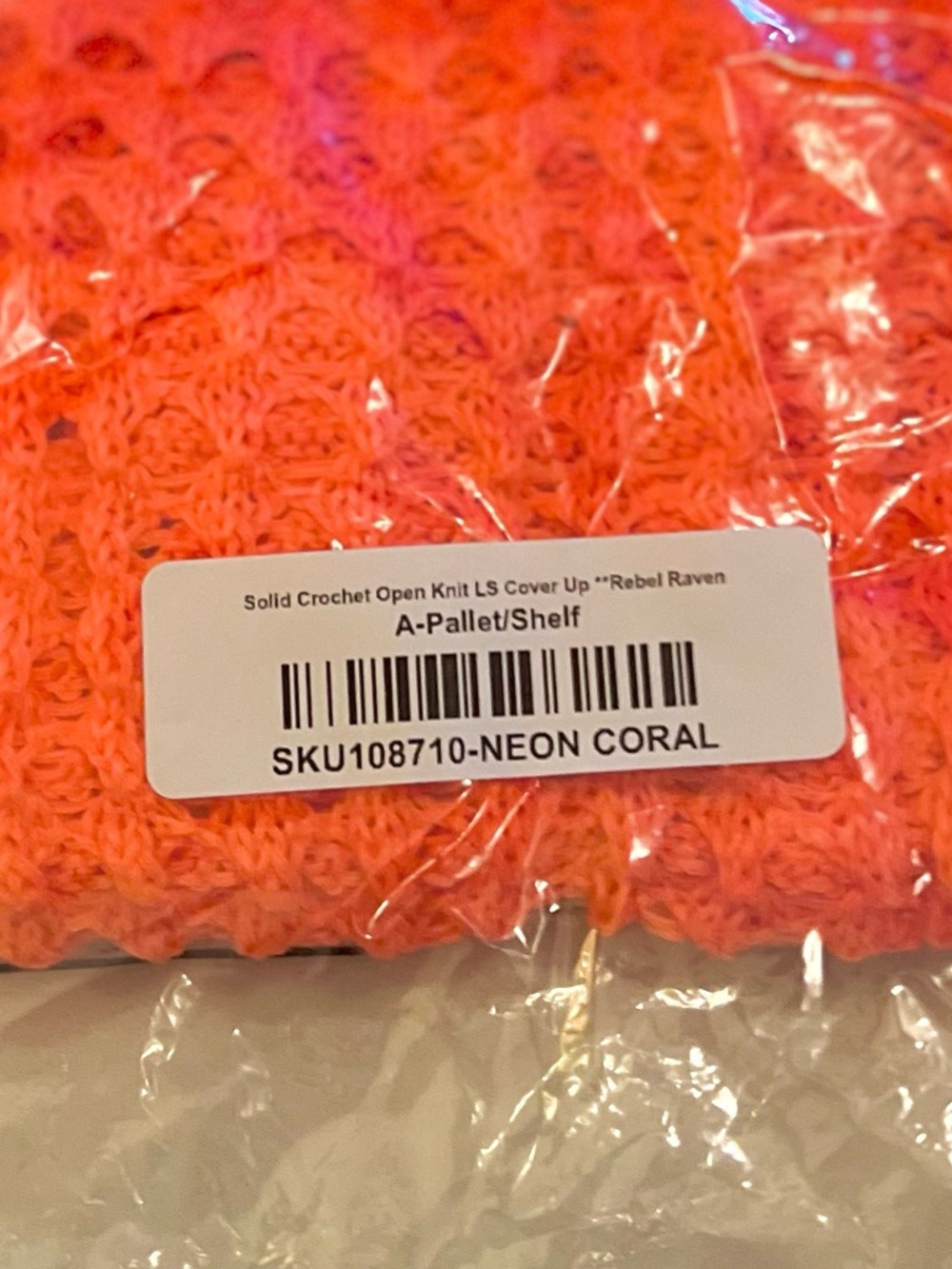 NWT Rebel Raven Neon coral open knit crochet tunic blouse - Picture 11 of 12